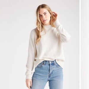 Quince 100% Organic Cotton Mock Neck Sweater - White, L
